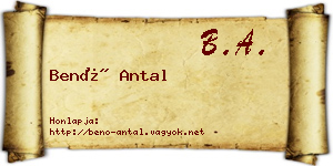 Benő Antal névjegykártya